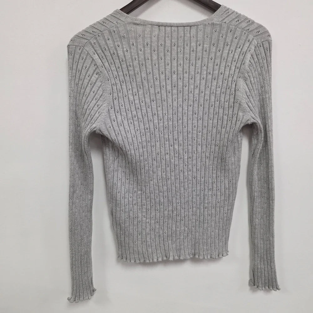Chelsea & Theodore Womens Pointelle Knit Cardigan Size M Y2K Coquette‎ Dainty